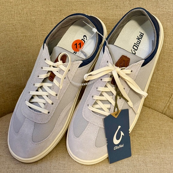 NEW w tags! Men's OluKai Punini Sneakers 10, collapsable heel. Vapor/Trench blue - Picture 2 of 10